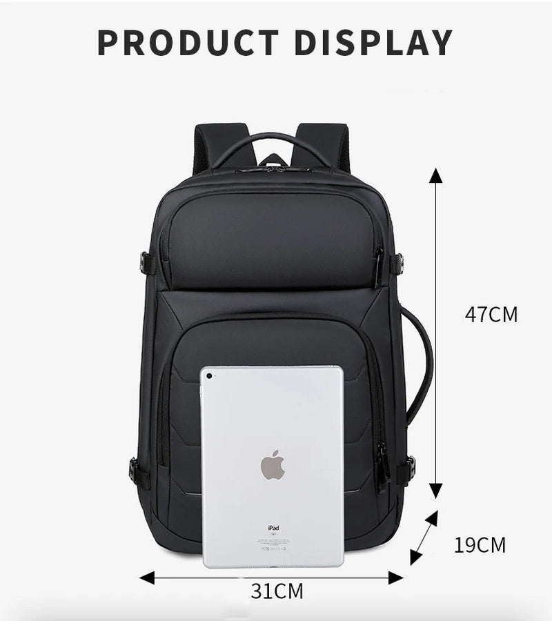 40L Expandable Backpacks USB Charging Port 17 Inch Laptop Bag Waterproof Business National Flag Travel Bag