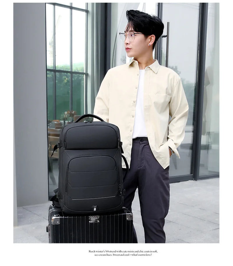 40L Expandable Backpacks USB Charging Port 17 Inch Laptop Bag Waterproof Business National Flag Travel Bag
