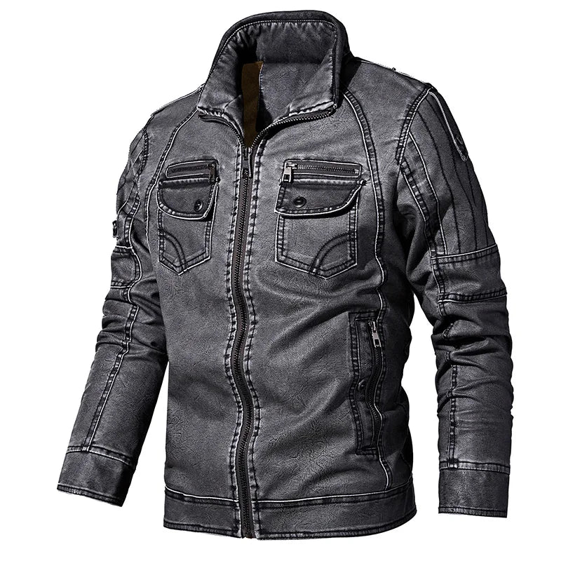 Men'S Winter Leather Jackets Autumn Business Casual Thicken Fleece Coats Male Fashion Motorcycle Outwear Leather Jacket