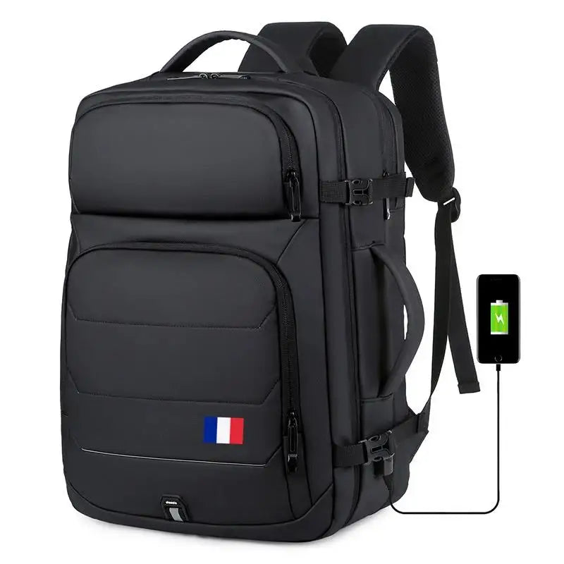 40L Expandable Backpacks USB Charging Port 17 Inch Laptop Bag Waterproof Business National Flag Travel Bag