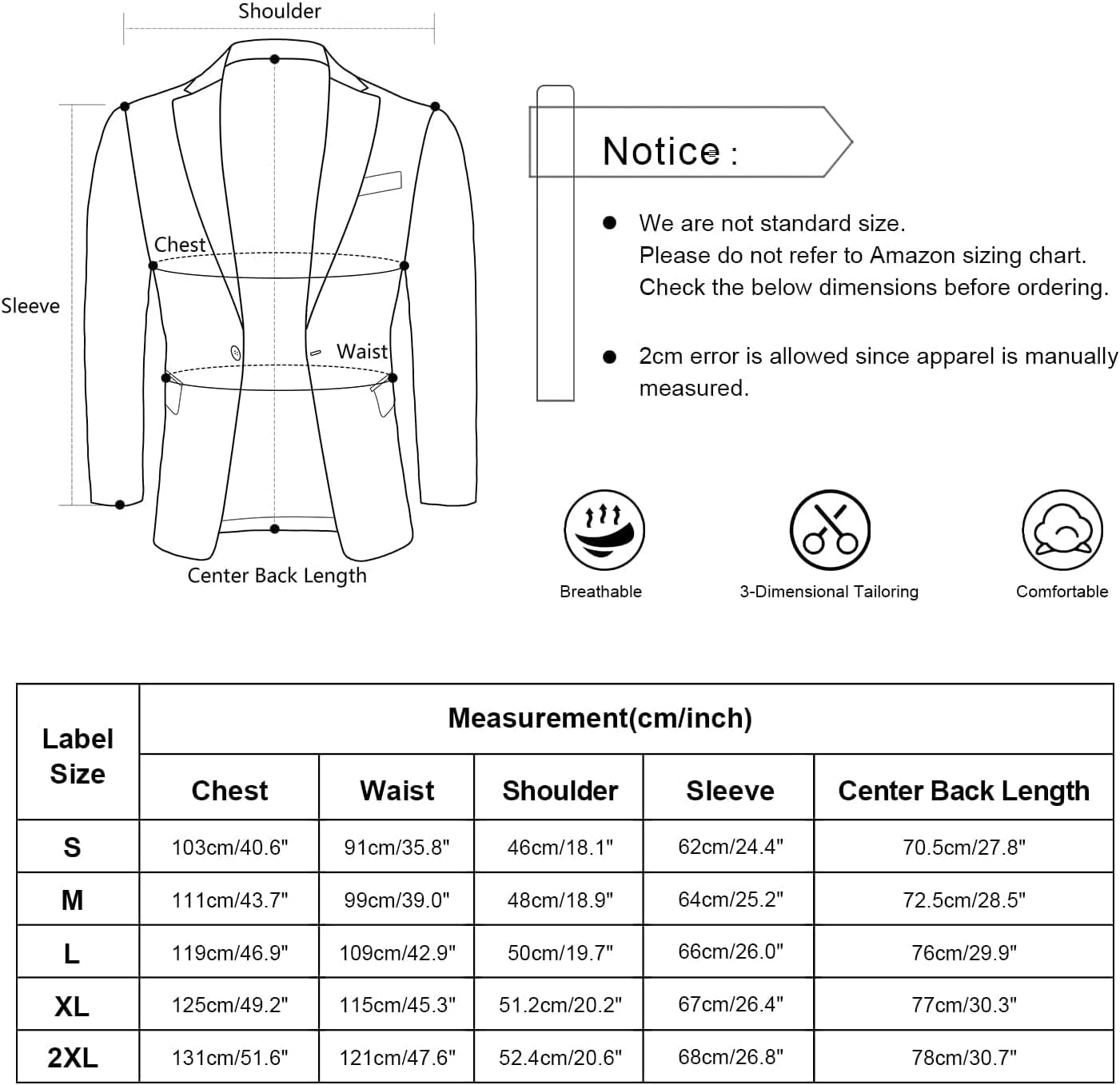 Men'S Casual Suit Jacket Sports Coat Business Suit One Button