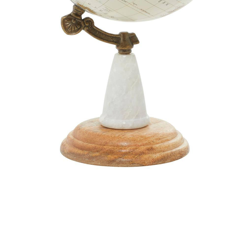 14 In. White Mango Wood Decorative Globe