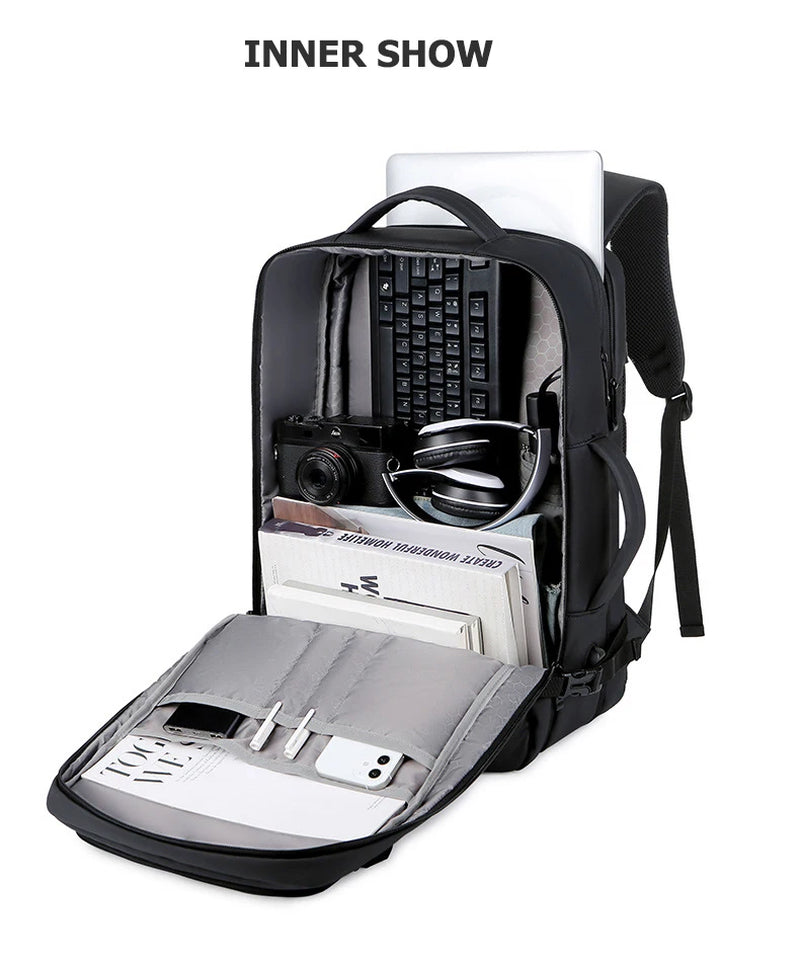 40L Expandable Backpacks USB Charging Port 17 Inch Laptop Bag Waterproof Business National Flag Travel Bag