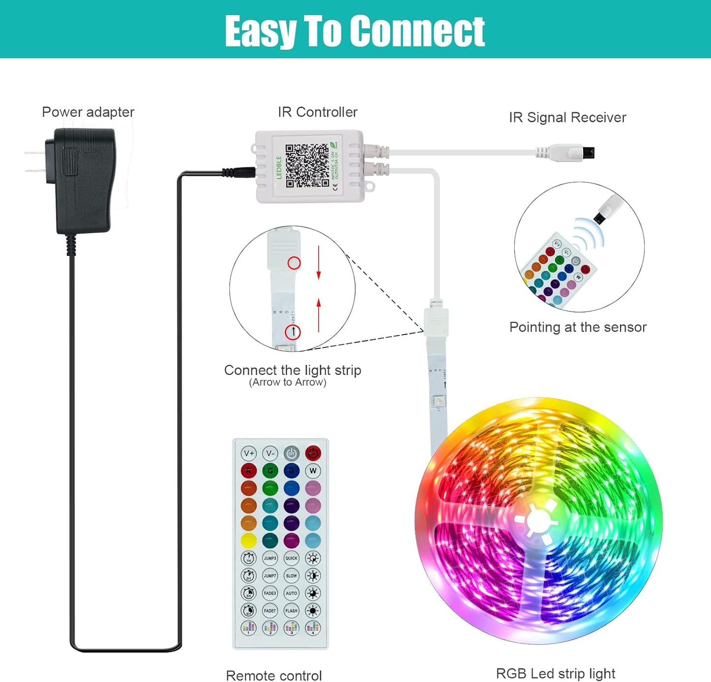 65.6Ft LED Lights for Bedroom, Music Sync RGB LED Strip Lights with APP & Remote Control, Luces LED Para Cuarto, Bluetooth LED Lights for Room, Home Decoration