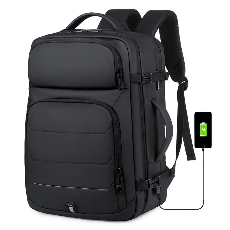 40L Expandable Backpacks USB Charging Port 17 Inch Laptop Bag Waterproof Business National Flag Travel Bag