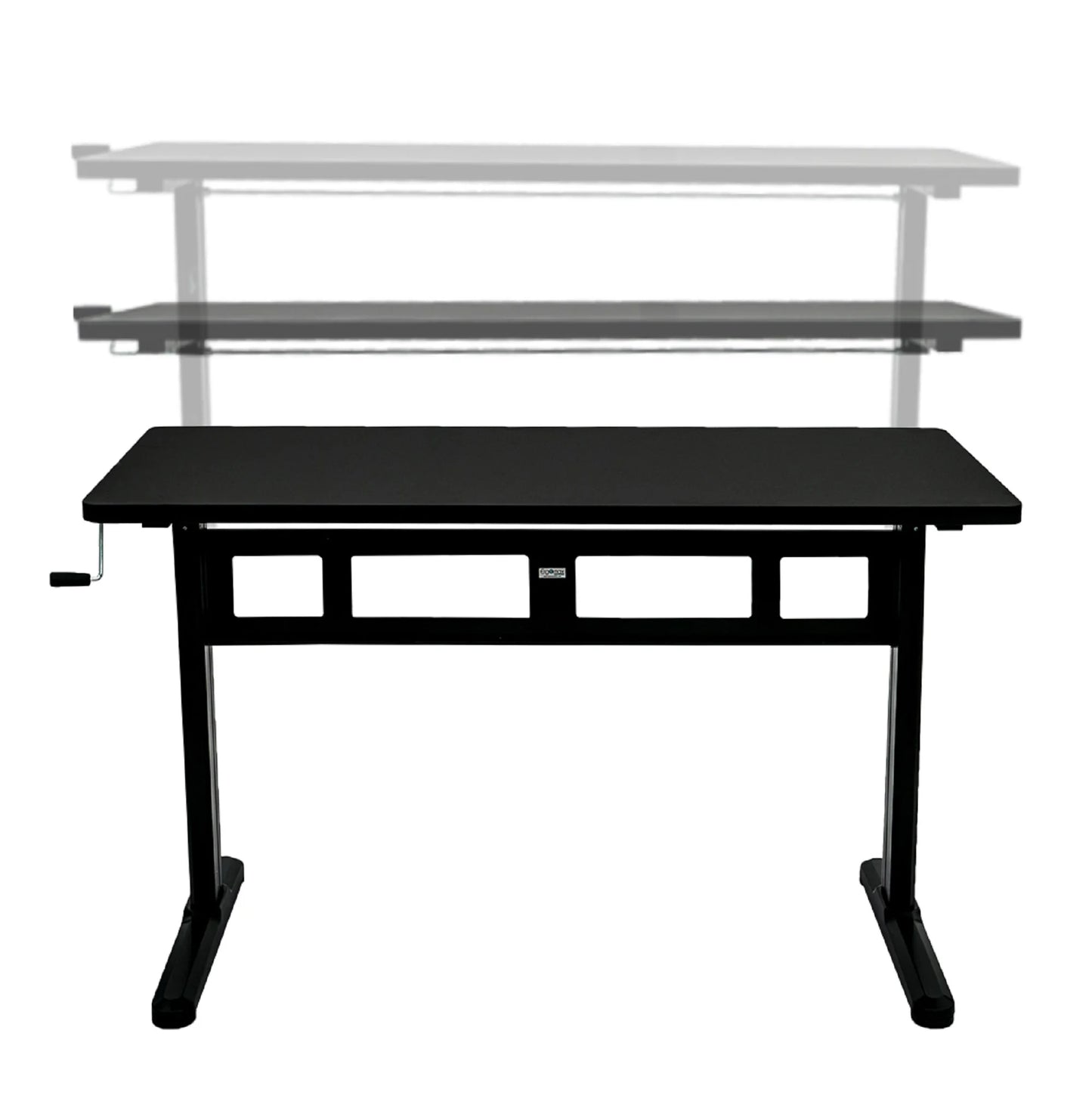 Office ABC102BKTT Height Adjustable Crank Desk with Table Top - Black