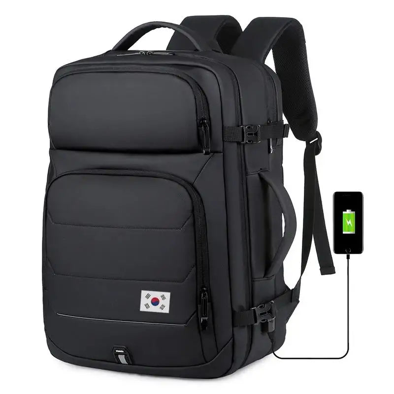 40L Expandable Backpacks USB Charging Port 17 Inch Laptop Bag Waterproof Business National Flag Travel Bag