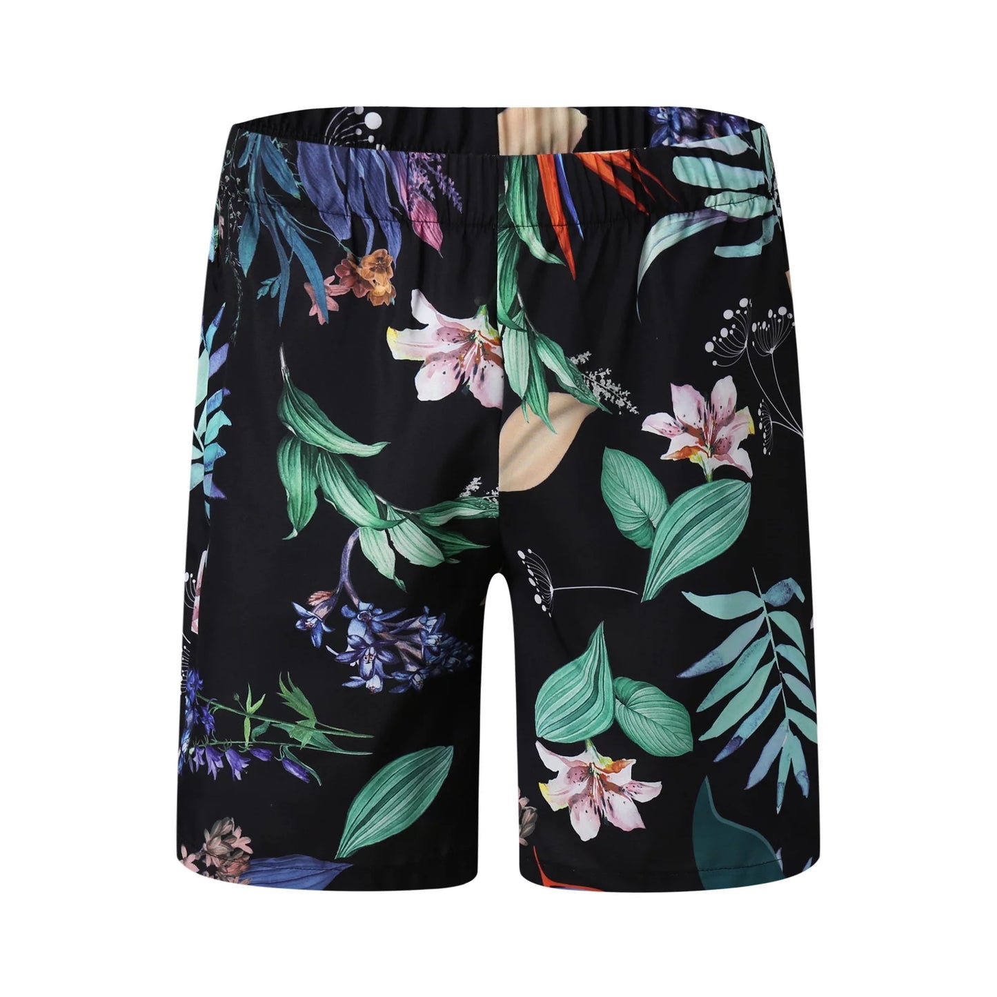 Men'S Casual Sport Sets Regular Fit Tropical Print Button down Short Sleeve Cuban Collar Top Blouse and Shorts Fashion Summer Breathable Two Piece Suits Black XXXL