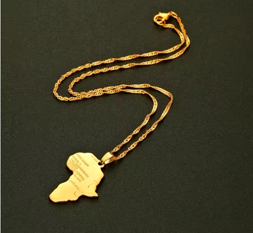 Statement Africa Map Tag Pendant Letter Necklace Rasta Reggae African Afro Map Choker Travel African Gift Charm