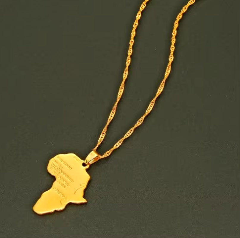 Statement Africa Map Tag Pendant Letter Necklace Rasta Reggae African Afro Map Choker Travel African Gift Charm