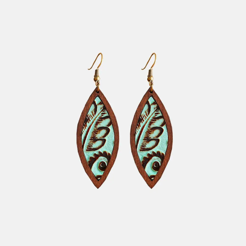 Geometrical Wooden Dangle Earrings