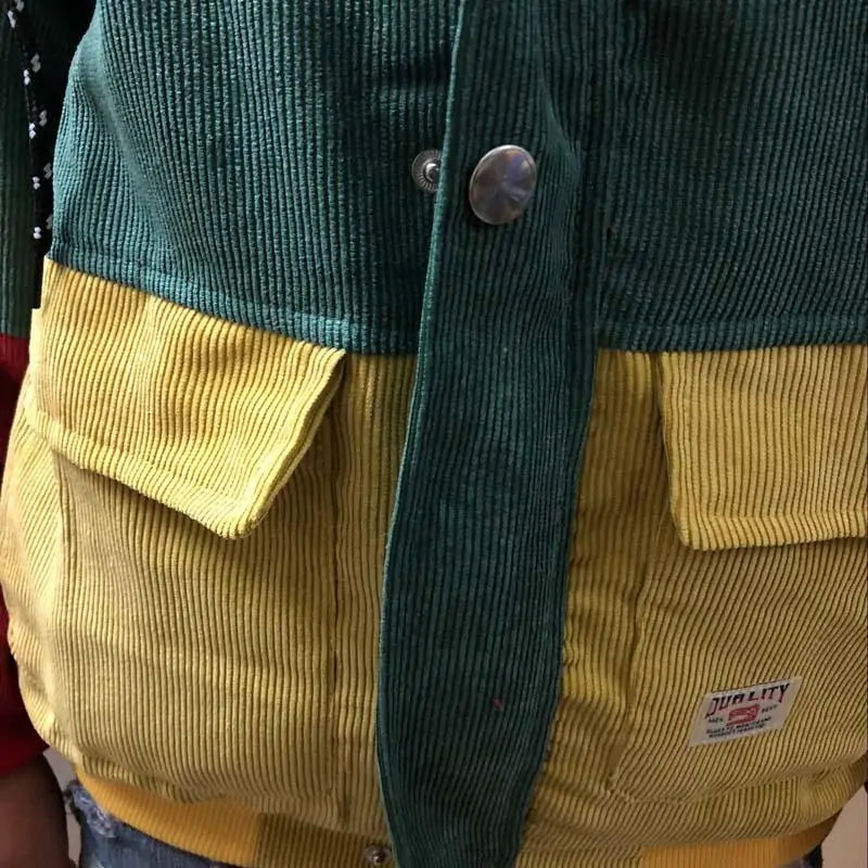 Unisex Color Block Corduroy Jacket