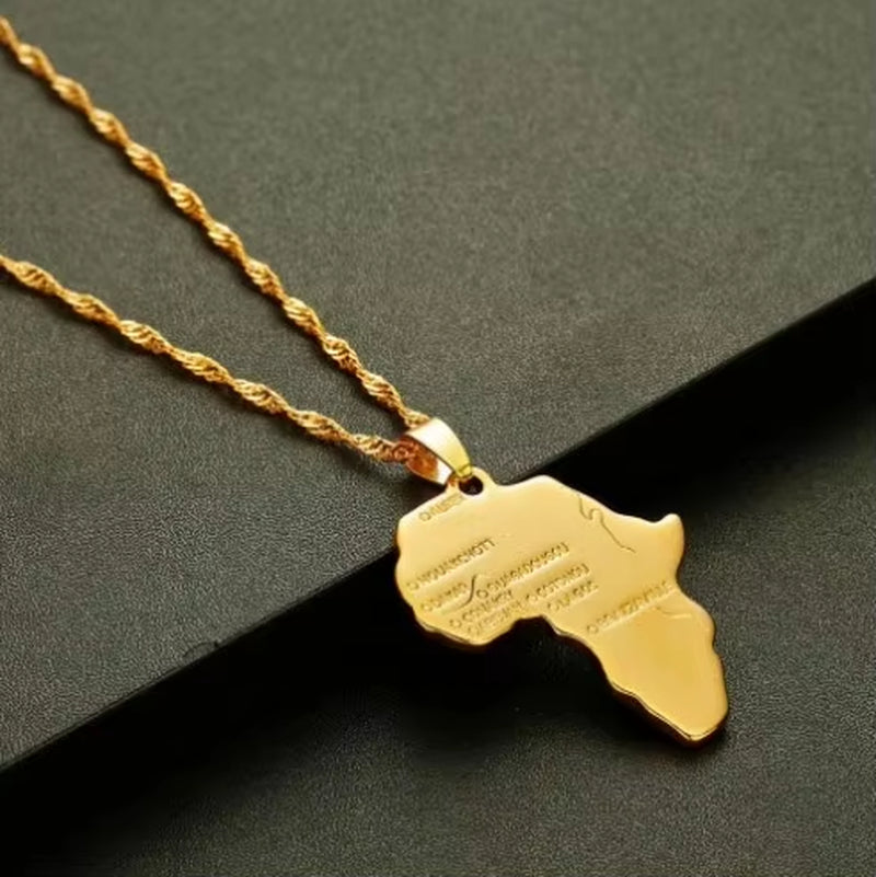 Statement Africa Map Tag Pendant Letter Necklace Rasta Reggae African Afro Map Choker Travel African Gift Charm