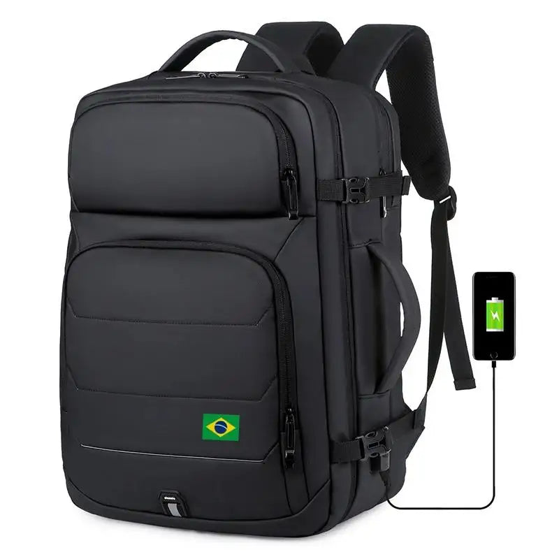 40L Expandable Backpacks USB Charging Port 17 Inch Laptop Bag Waterproof Business National Flag Travel Bag