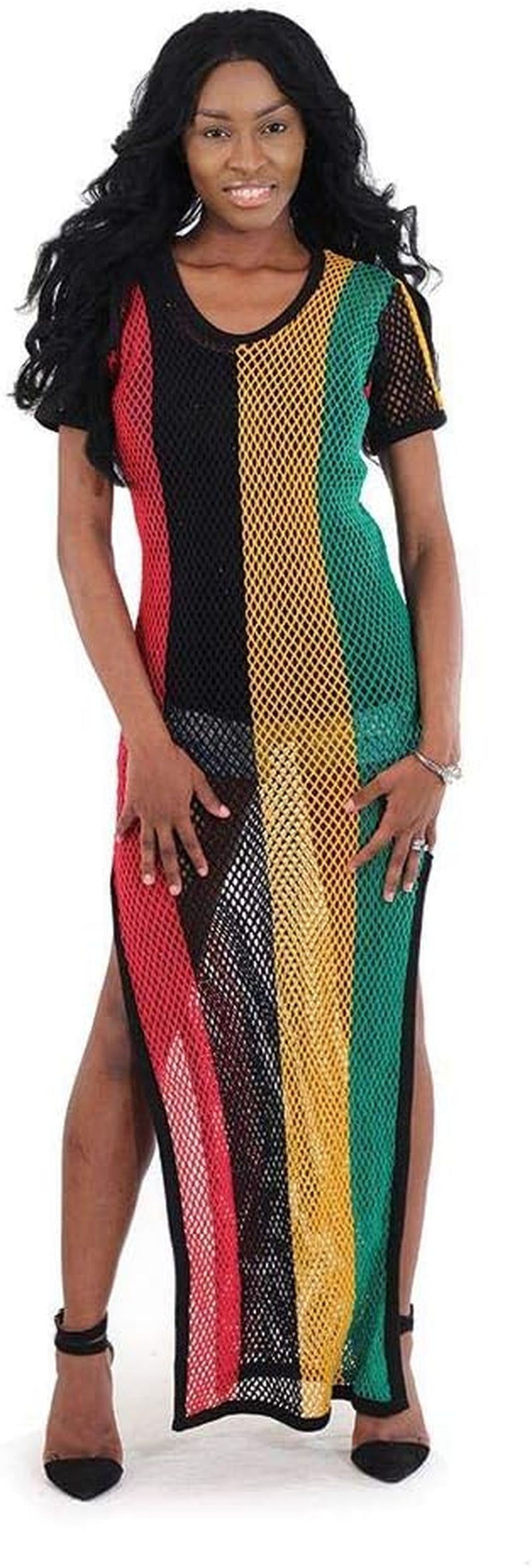 Cotton Crochet Rasta Maxi Dress Work Fishnet Bikini Cover Up