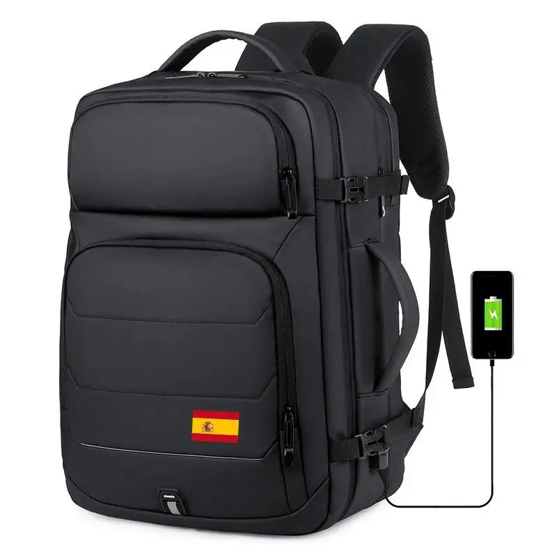 40L Expandable Backpacks USB Charging Port 17 Inch Laptop Bag Waterproof Business National Flag Travel Bag