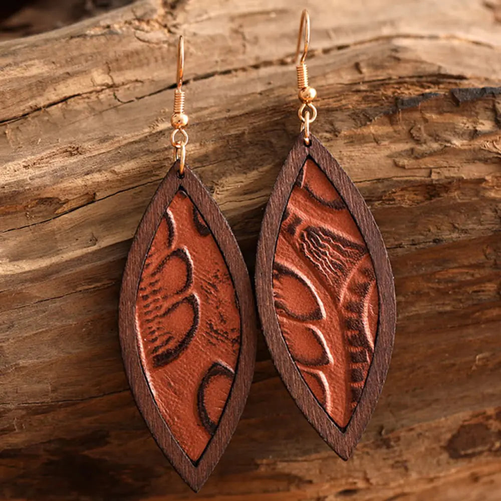 Geometrical Wooden Dangle Earrings