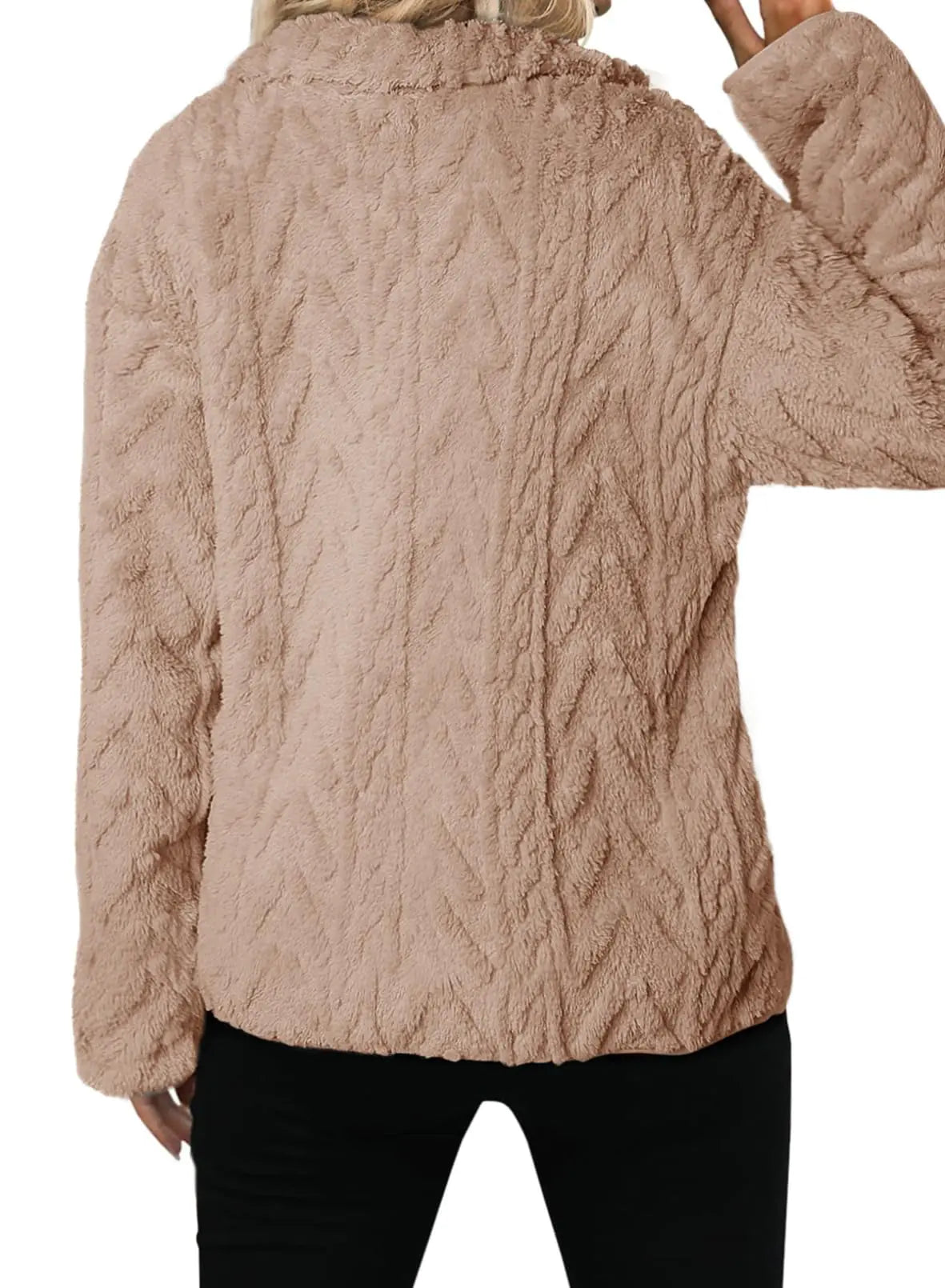 ChatGPT Dokotoo Women's Winter Fleece Jacket – Zip-Up with Stand Collar