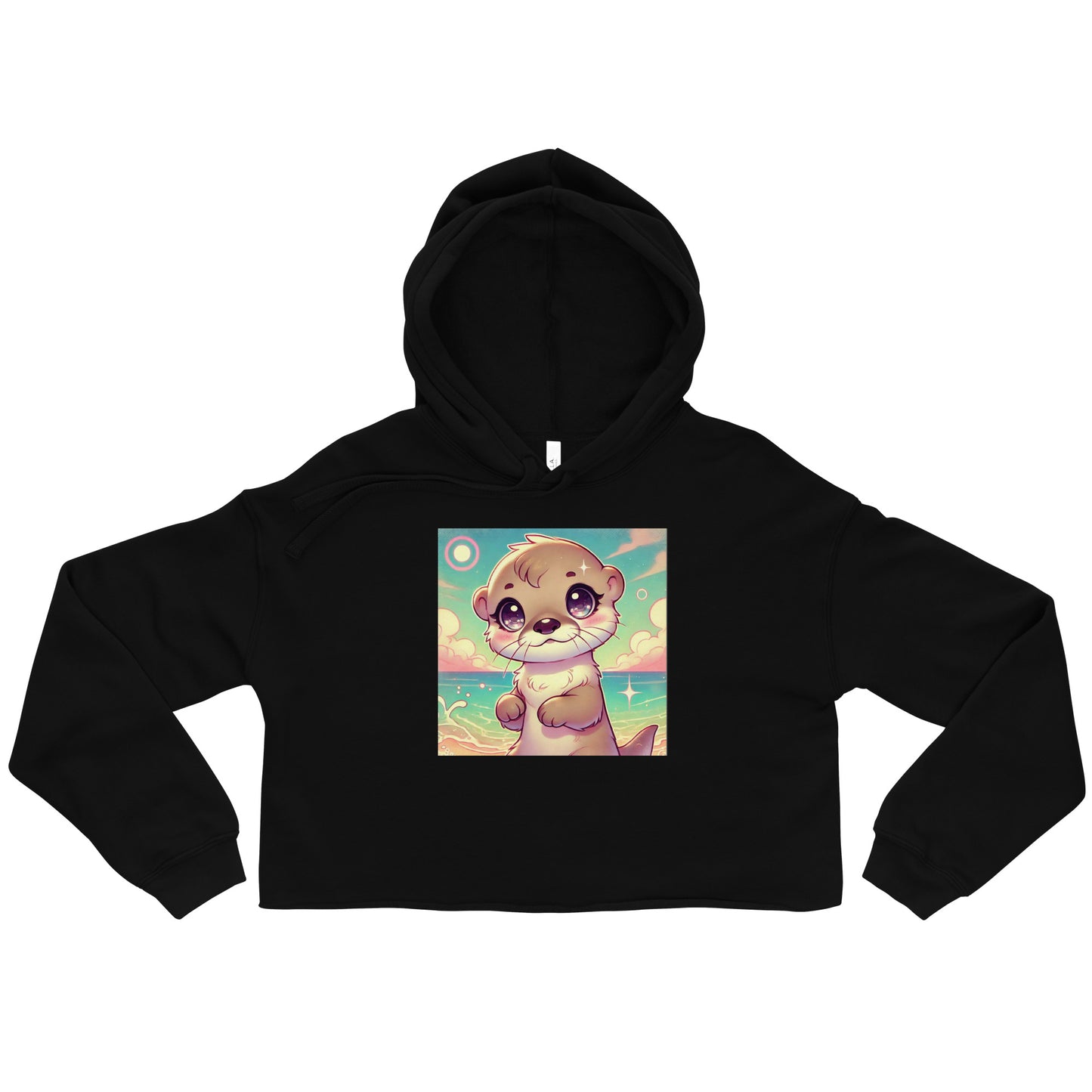 80's Anime Otter Eyes - Crop Hoodie