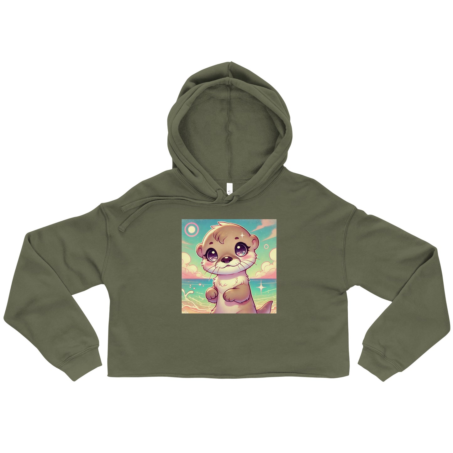 80's Anime Otter Eyes - Crop Hoodie