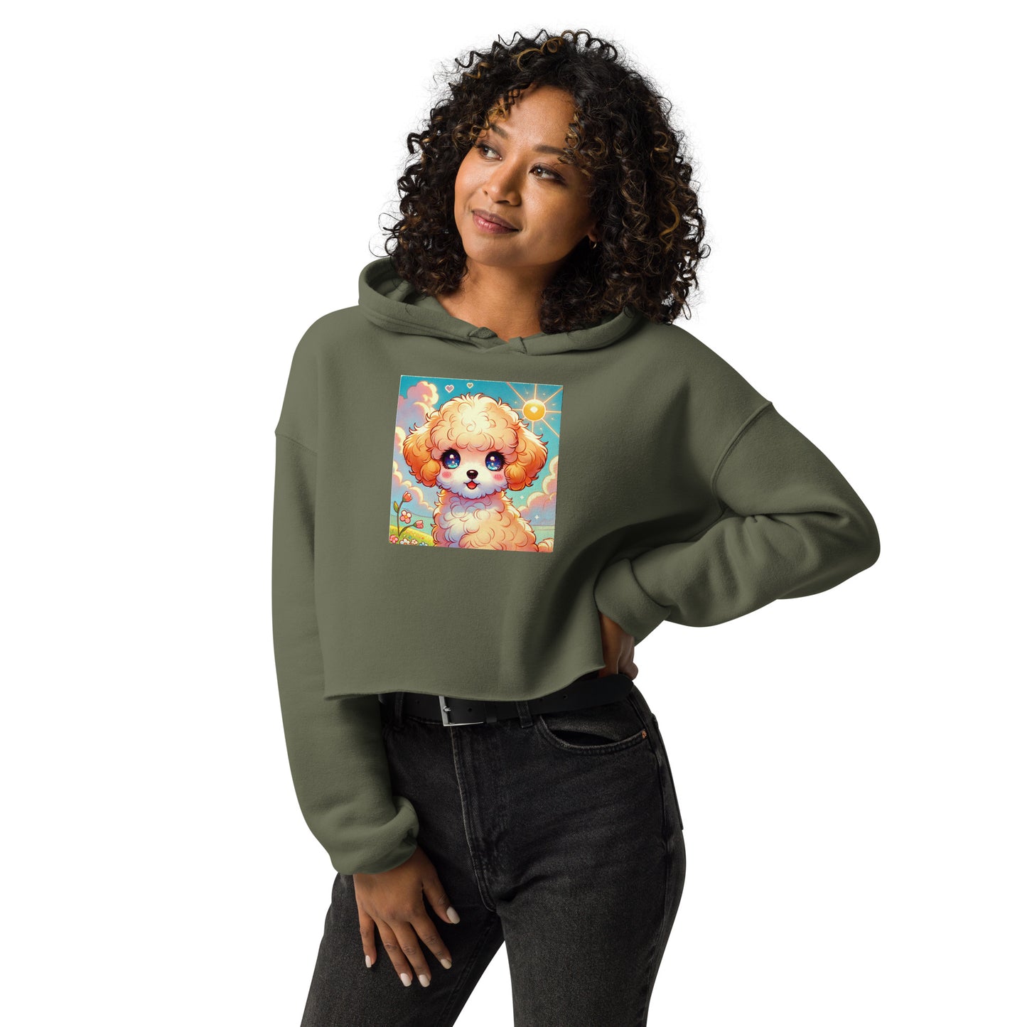 80's Anime Puppy Eyes - Crop Hoodie