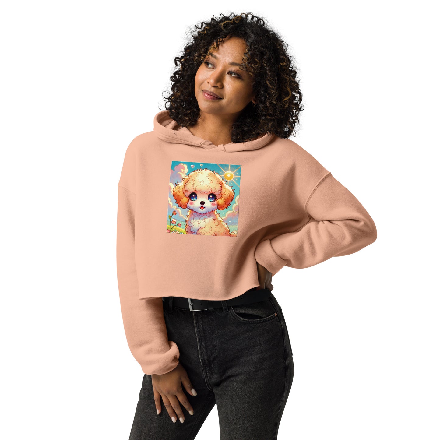 80's Anime Puppy Eyes - Crop Hoodie