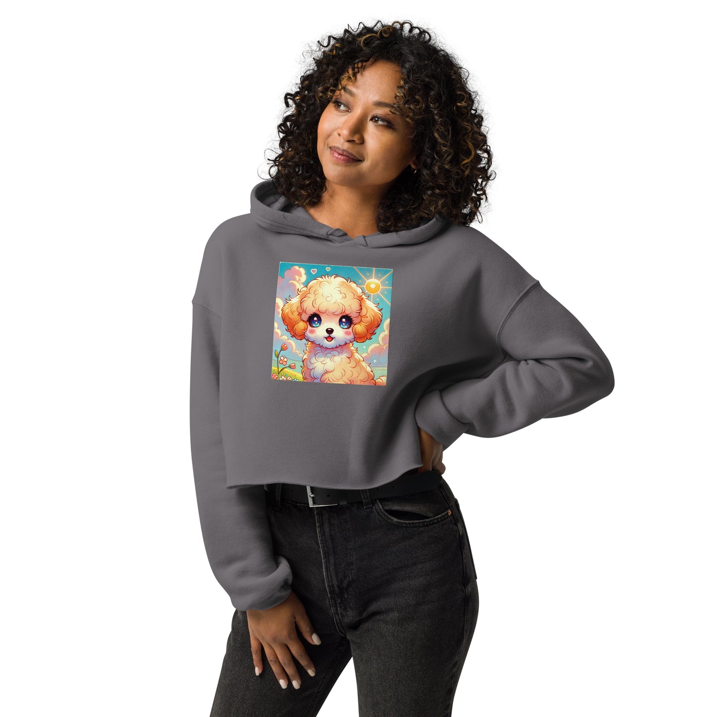 80's Anime Puppy Eyes - Crop Hoodie