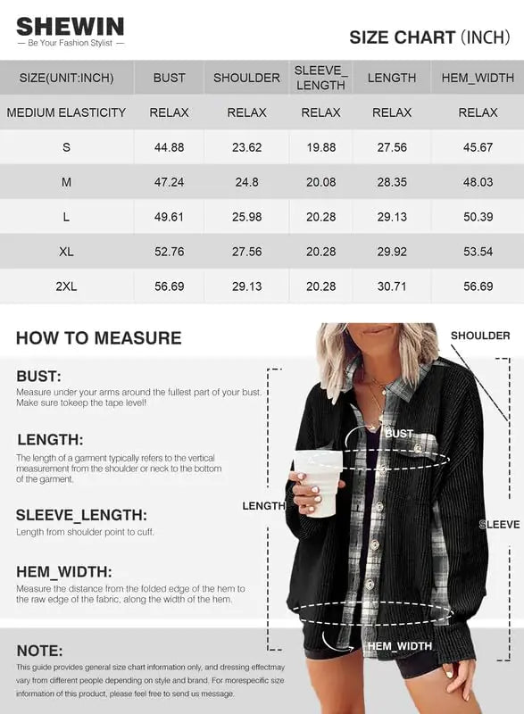 SHEWIN Women's Waffle Knit Plaid Shacket – Loose Boyfriend Style