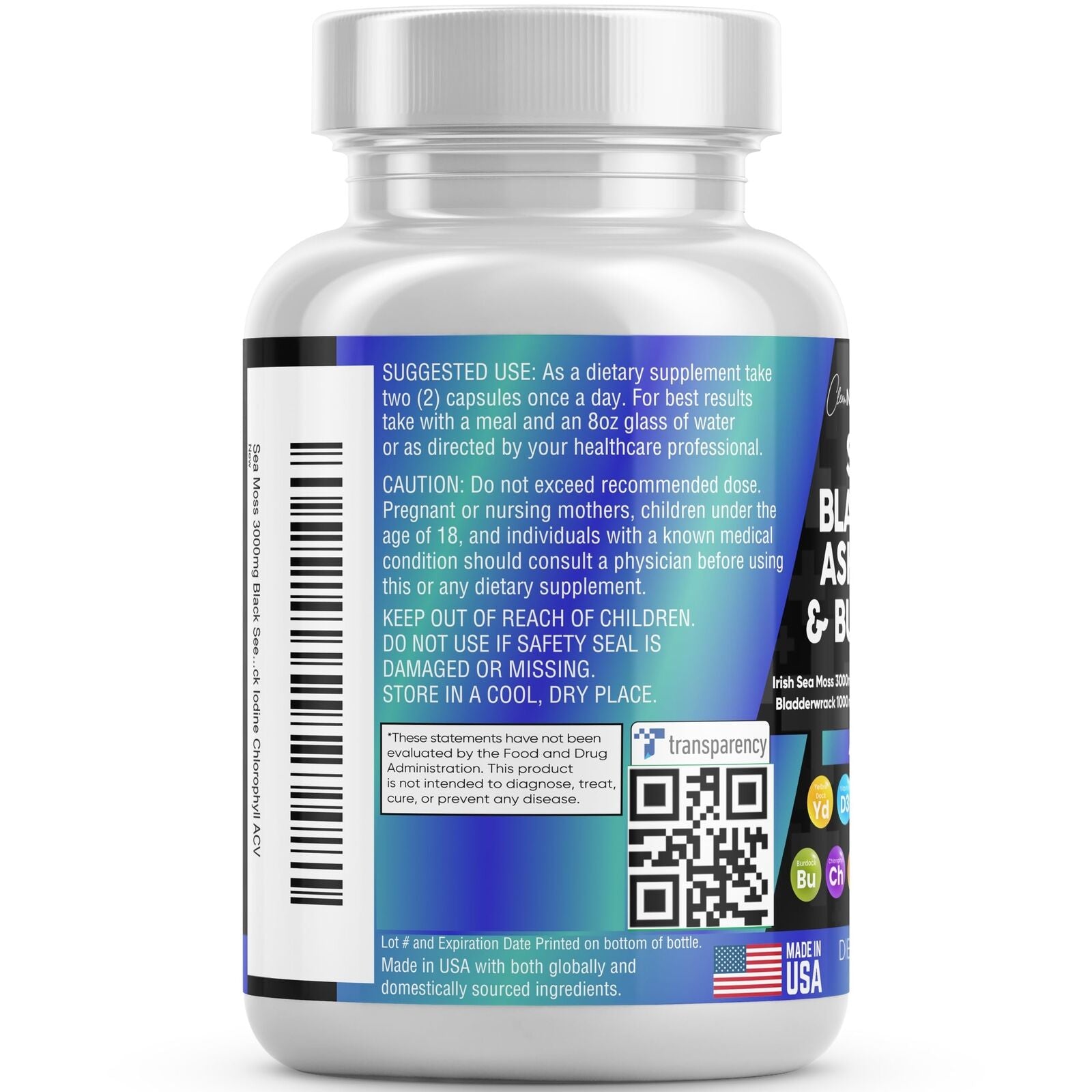 Sea Moss 3000Mg Black Seed Oil 2000Mg Ashwagandha 1000Mg Turmeric 1000Mg Blad...