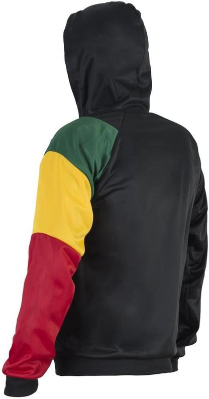Jamaican Reggae 3 Coloured Striped Hooded Capoeira Zip-Up Jacket Tracksuit