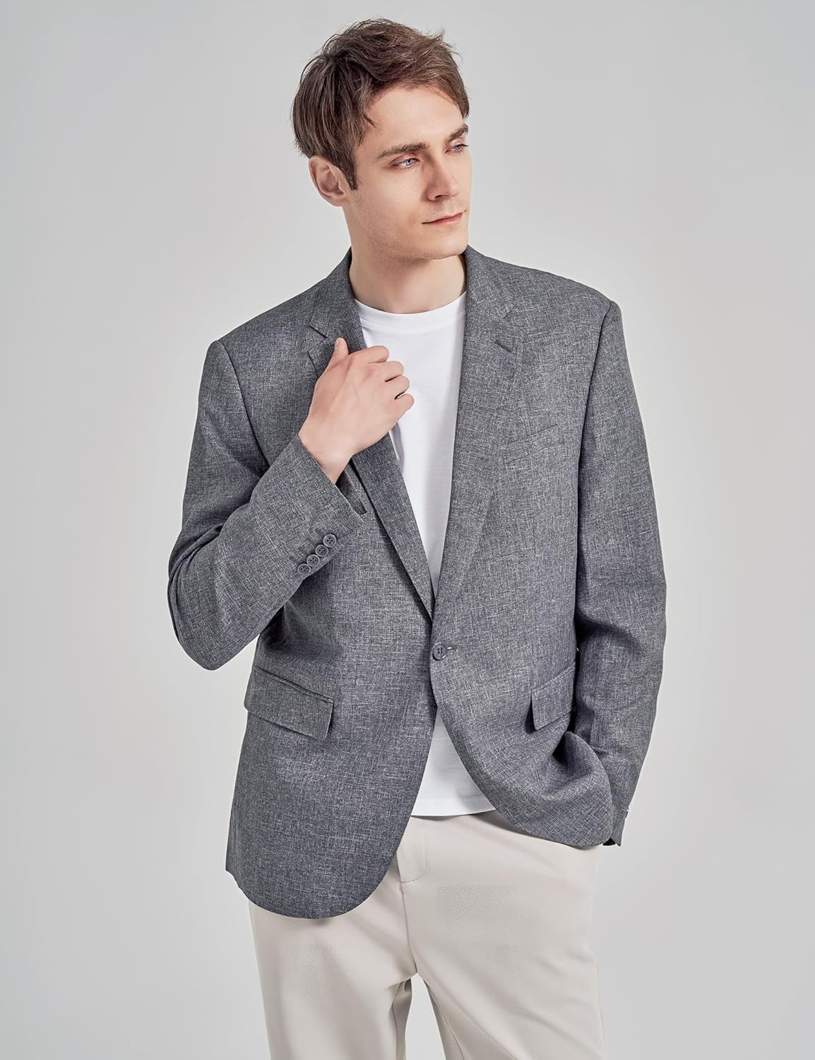 Men'S Casual Suit Jacket Sports Coat Business Suit One Button