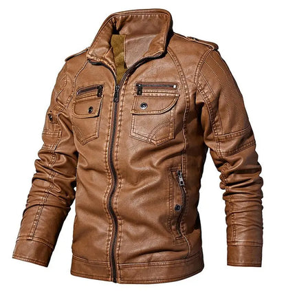 Men'S Winter Leather Jackets Autumn Business Casual Thicken Fleece Coats Male Fashion Motorcycle Outwear Leather Jacket