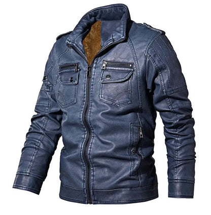 Men'S Winter Leather Jackets Autumn Business Casual Thicken Fleece Coats Male Fashion Motorcycle Outwear Leather Jacket