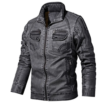 Men'S Winter Leather Jackets Autumn Business Casual Thicken Fleece Coats Male Fashion Motorcycle Outwear Leather Jacket