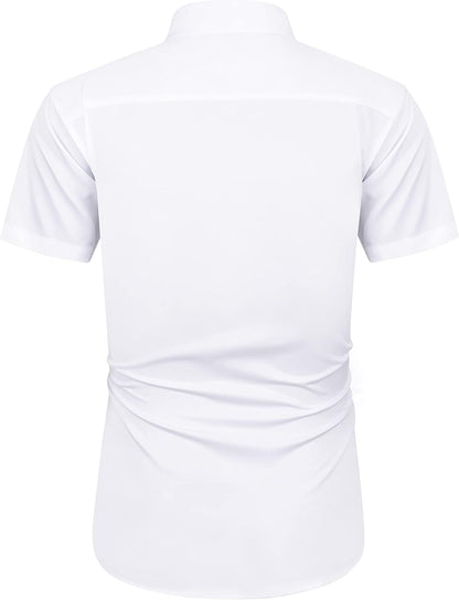 Men'S Short Sleeve Dress Shirts with Pocket Casual Button down Shirt Wrinkle-Free Stretch Business Shirts