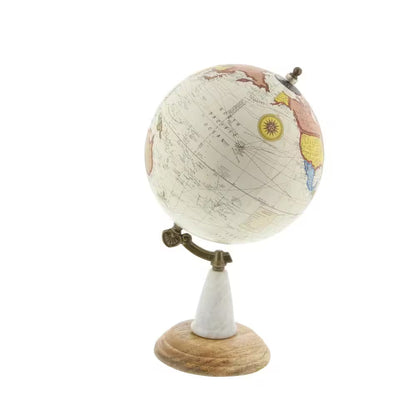 14 In. White Mango Wood Decorative Globe