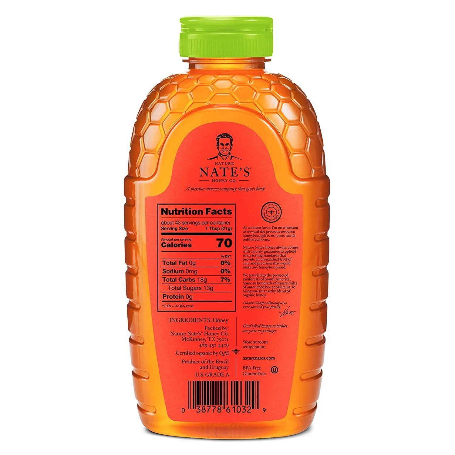 Nature Nate'S 100% Pure Organic, Raw & Unfiltered Squeeze Bottle Honey, 32 Oz