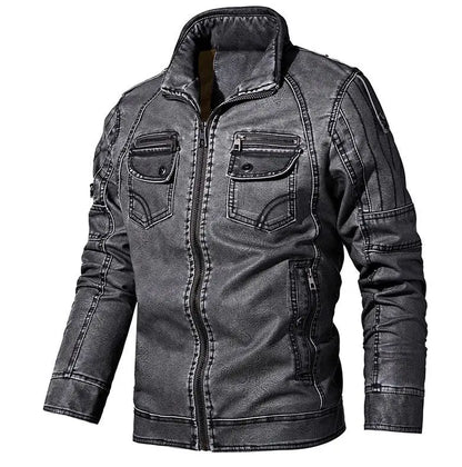 Men'S Winter Leather Jackets Autumn Business Casual Thicken Fleece Coats Male Fashion Motorcycle Outwear Leather Jacket