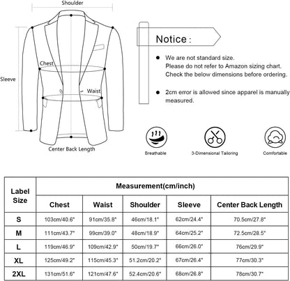 Men'S Casual Suit Jacket Sports Coat Business Suit One Button
