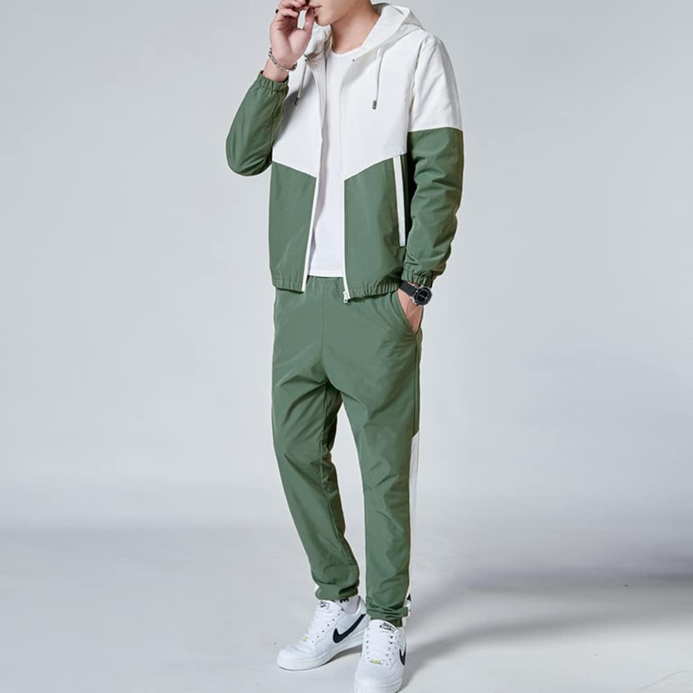 Men Retro Windbreaker Track Suit Track Jacket Track Pant Athletic Hip Hop Windproof Sweat Suit