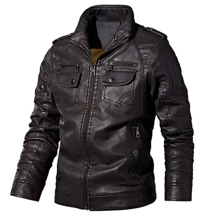 Men'S Winter Leather Jackets Autumn Business Casual Thicken Fleece Coats Male Fashion Motorcycle Outwear Leather Jacket