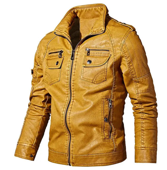 Men'S Winter Leather Jackets Autumn Business Casual Thicken Fleece Coats Male Fashion Motorcycle Outwear Leather Jacket