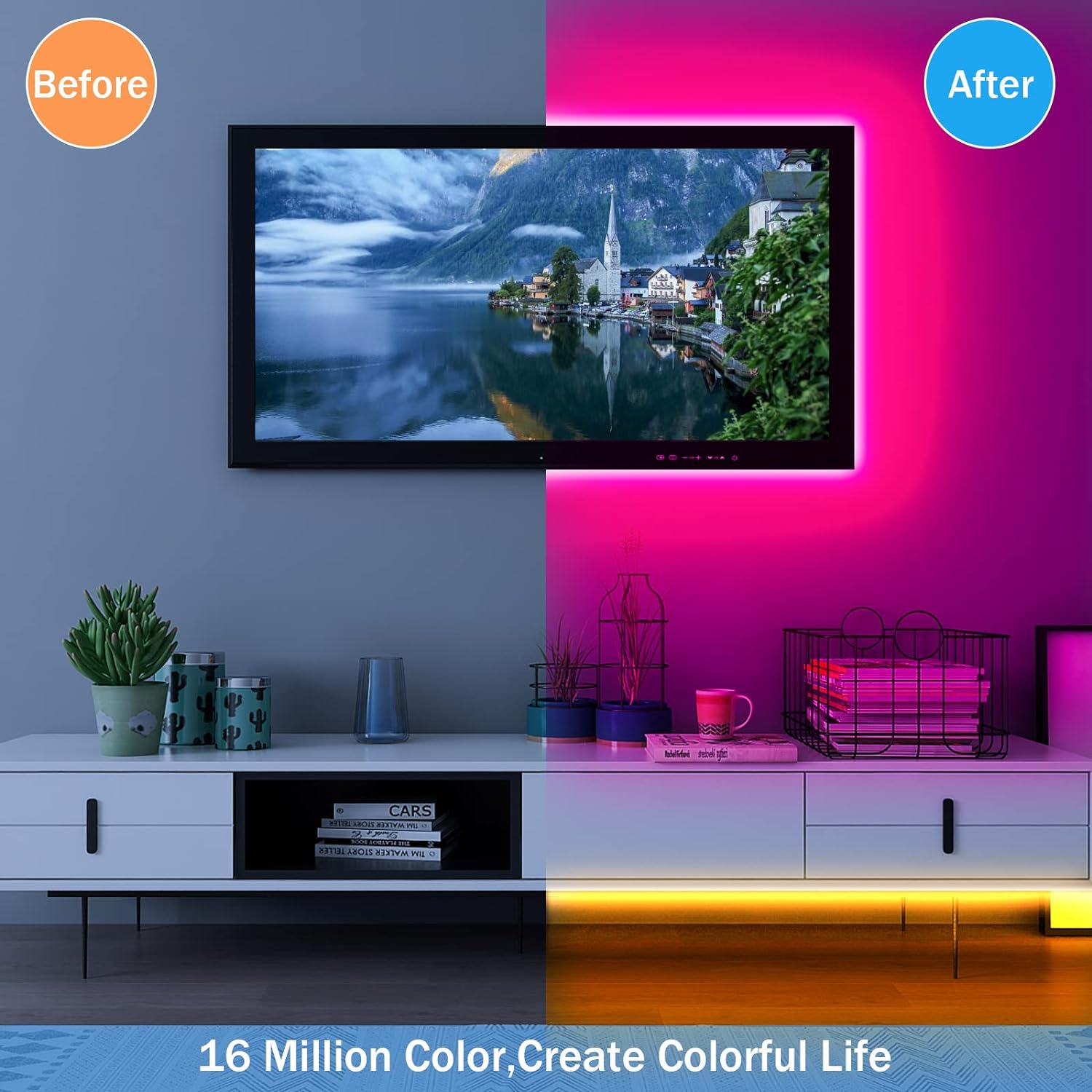 65.6Ft LED Lights for Bedroom, Music Sync RGB LED Strip Lights with APP & Remote Control, Luces LED Para Cuarto, Bluetooth LED Lights for Room, Home Decoration