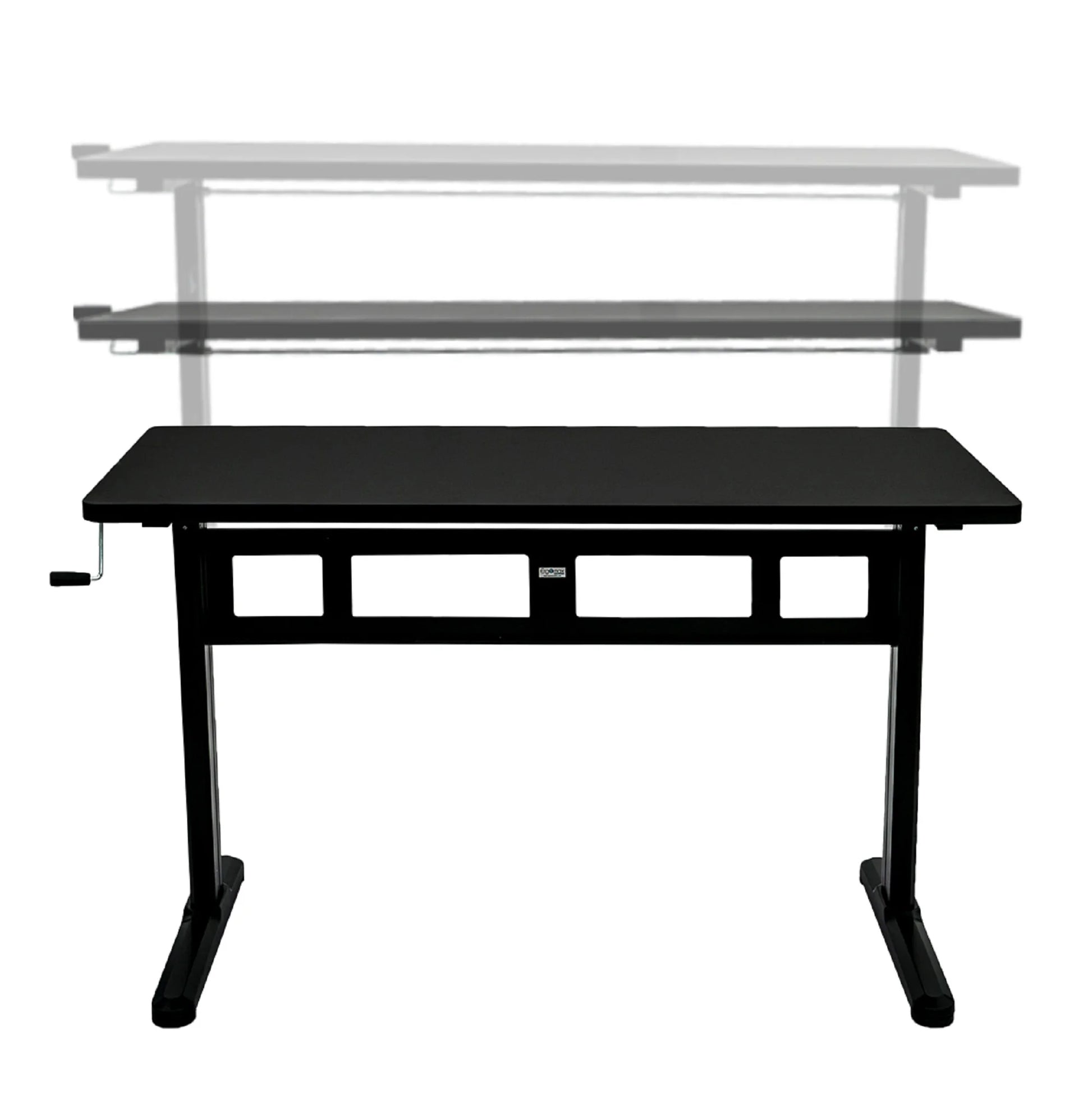 Office ABC102BKTT Height Adjustable Crank Desk with Table Top - Black