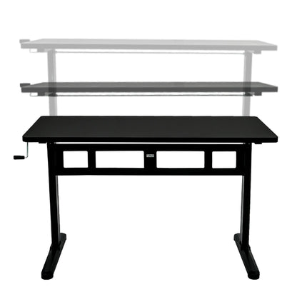Office ABC102BKTT Height Adjustable Crank Desk with Table Top - Black