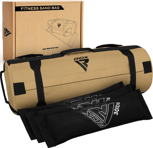 Sandbag for Fitness Weights Training, Unfilled Power Bags with Handles, 5-200 Lbs Adjustable Weighted Slam Bag for Strength Powerlifting Running Heavy Workout Home Gym Exercise, Sold as UNFILLED