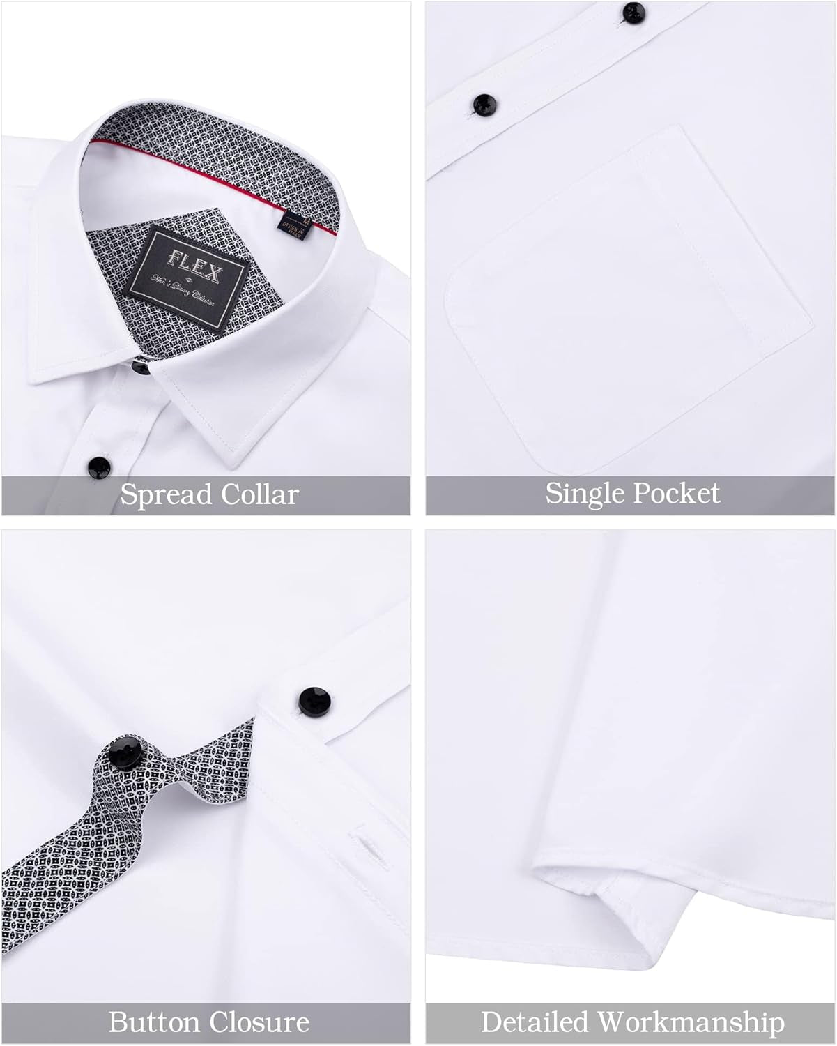 Men'S Short Sleeve Dress Shirts with Pocket Casual Button down Shirt Wrinkle-Free Stretch Business Shirts
