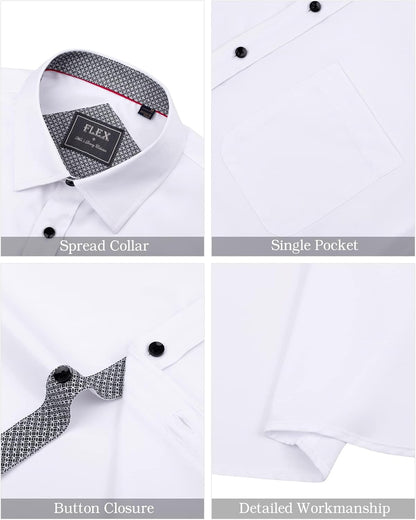 Men'S Short Sleeve Dress Shirts with Pocket Casual Button down Shirt Wrinkle-Free Stretch Business Shirts