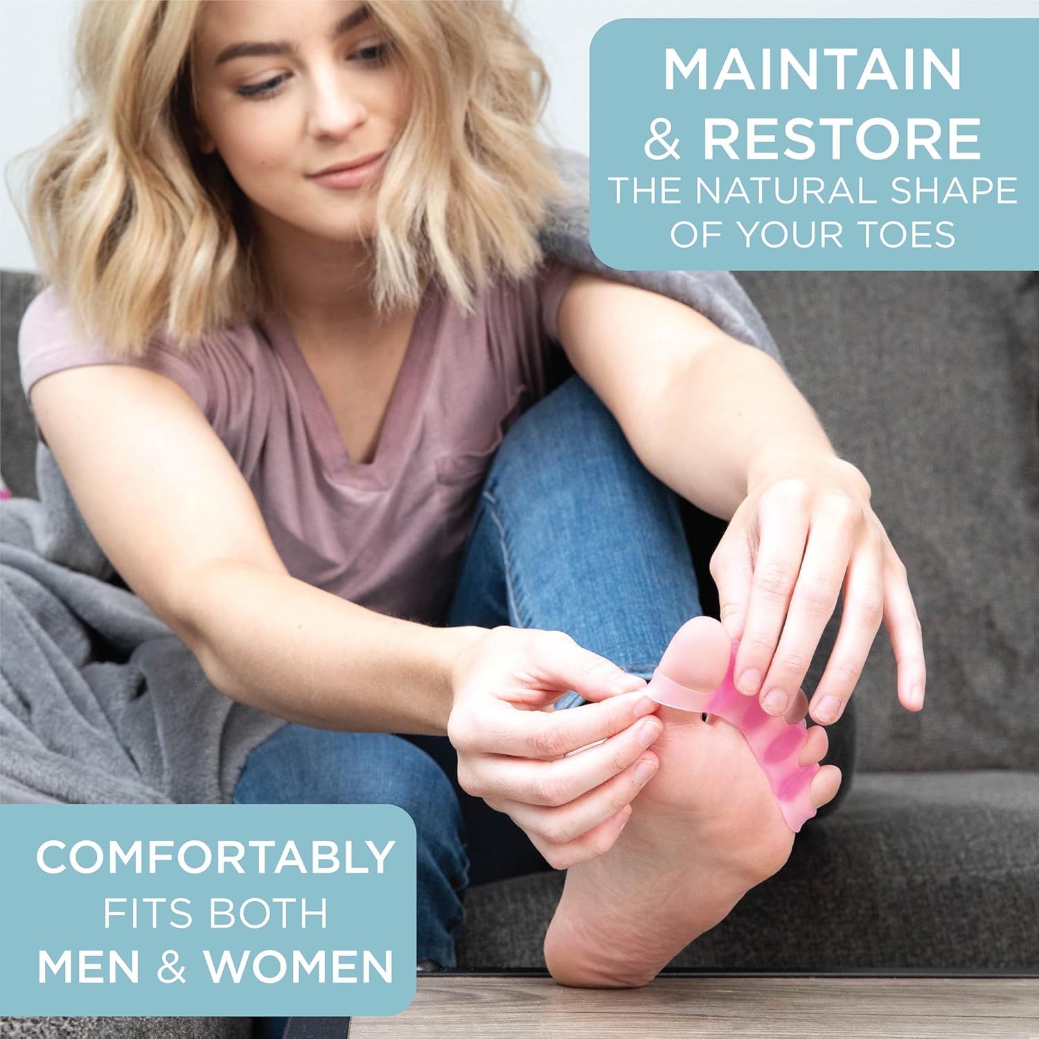 Mind Bodhi Toe Separators for Bunion Correction and Toe Restoration - Unisex Toe Spacers in Blue