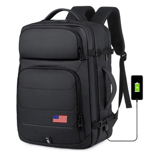 40L Expandable Backpacks USB Charging Port 17 Inch Laptop Bag Waterproof Business National Flag Travel Bag